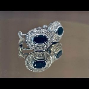 Sapphire and Diamond Earrings with French Clip
